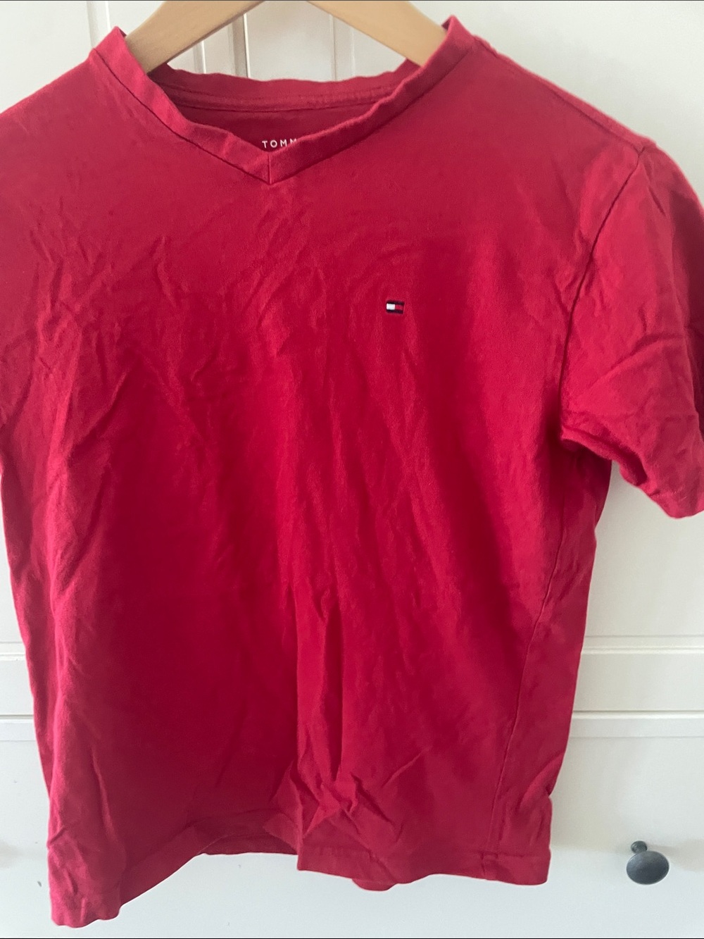 Red Tommy Hilfiger shirt boys 12-14